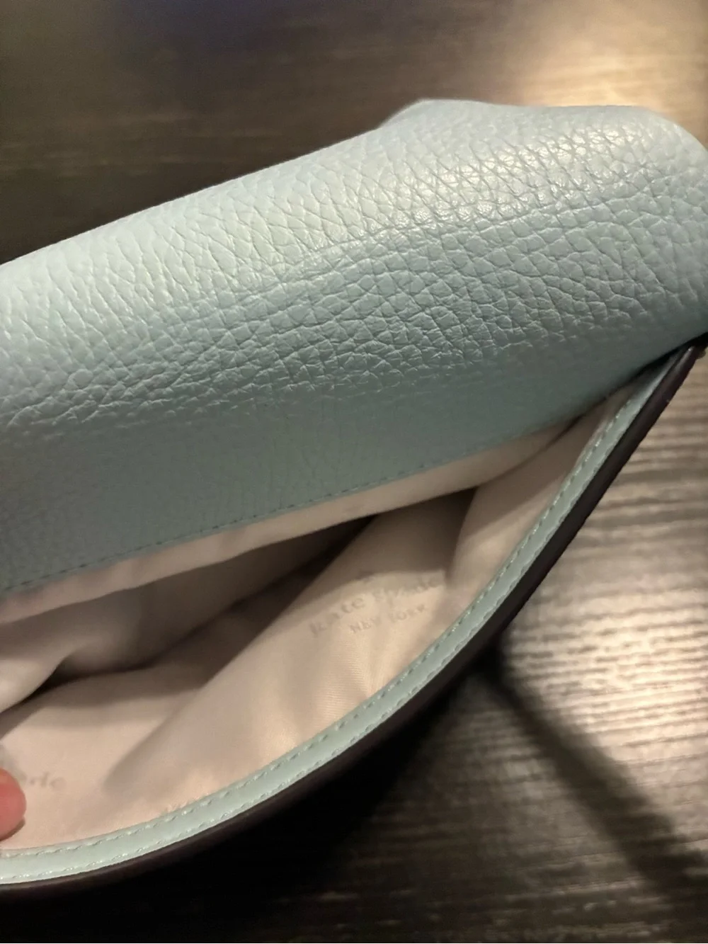 kate spade light blue pebbled leather crossbody bag